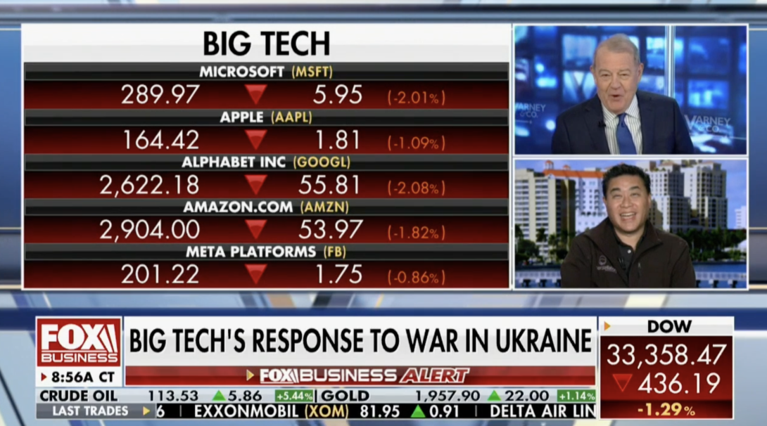 R "Ray" Wang Stuart Varney Fox Business Ukraine and Big Tech